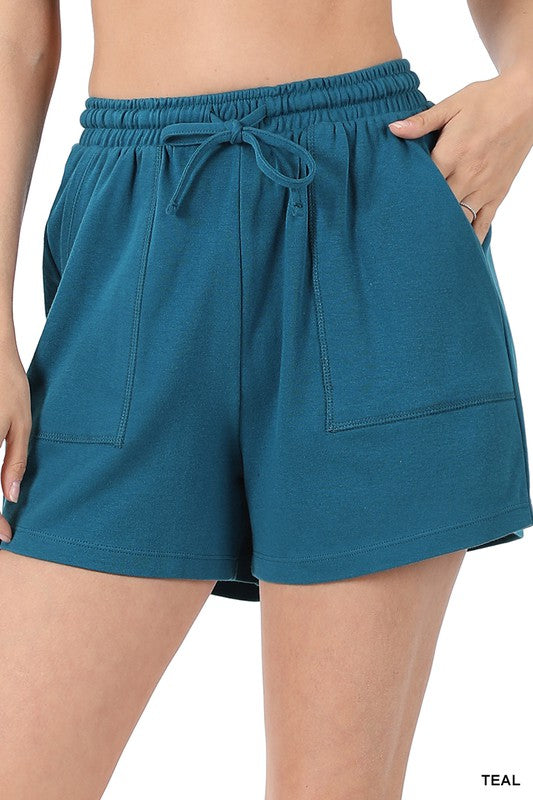 COTTON DRAWSTRING WAIST SHORTS