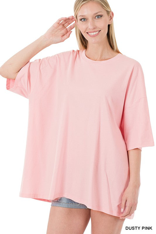 COTTON DROP SHOULDER BOYFRIEND BOX TEE