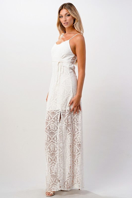 Front Slit Lace Maxi Dress