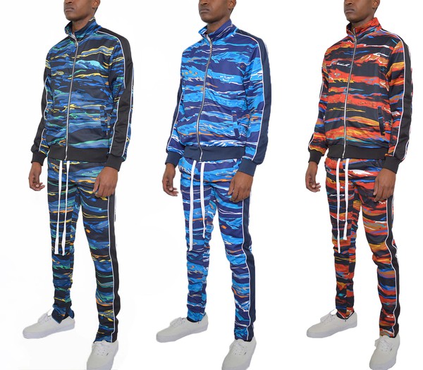 Men's Print Full Zip Track Suit Set