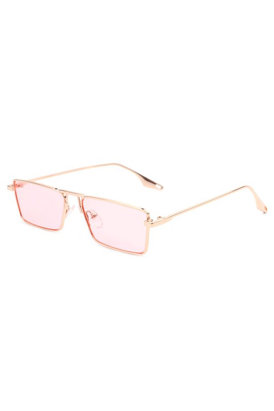 Retro Rectangle Slim Flat Lens Fashion Sunglasses