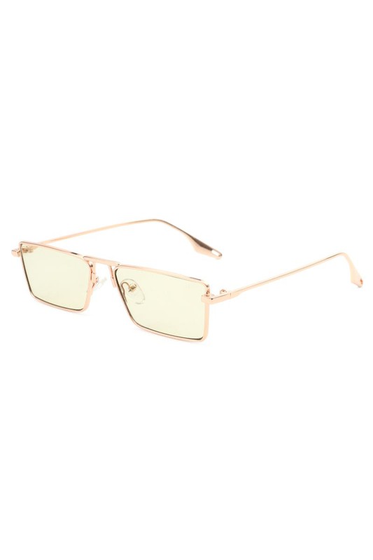 Retro Rectangle Slim Flat Lens Fashion Sunglasses