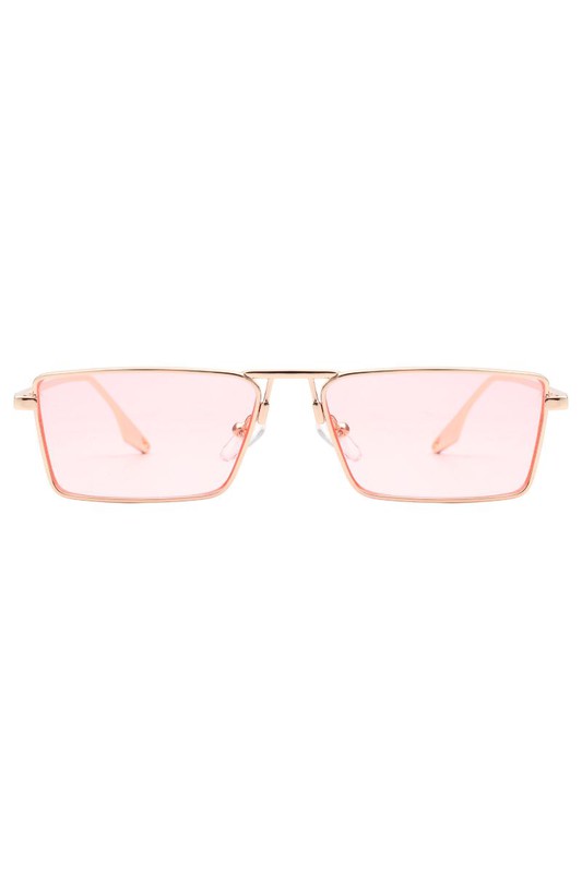 Retro Rectangle Slim Flat Lens Fashion Sunglasses