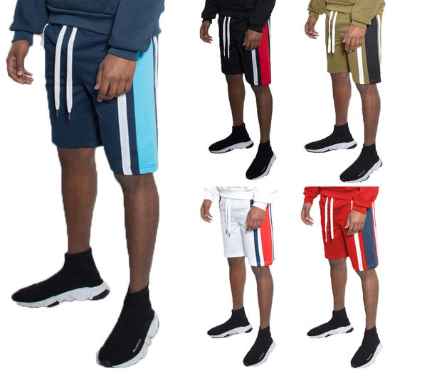 Weiv Mens Color Block Stripe Sweat Shorts