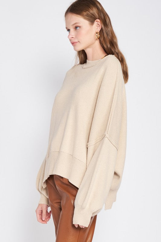 OVER FITTED LONG SLEEVE SWEATER TOP