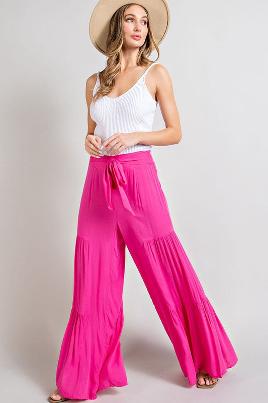 TIERED WIDE LEG PANTS