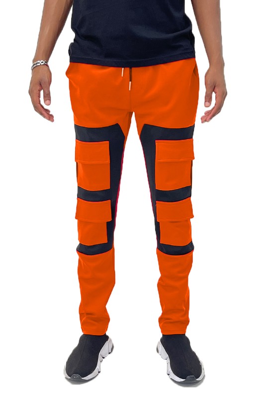 Men's Color Block Cargo Track Pant