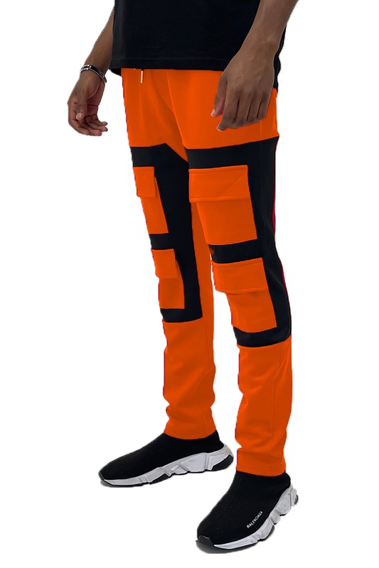 Men's Color Block Cargo Track Pant