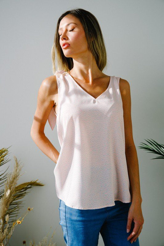 Solid V-Neck Sleeveless Top