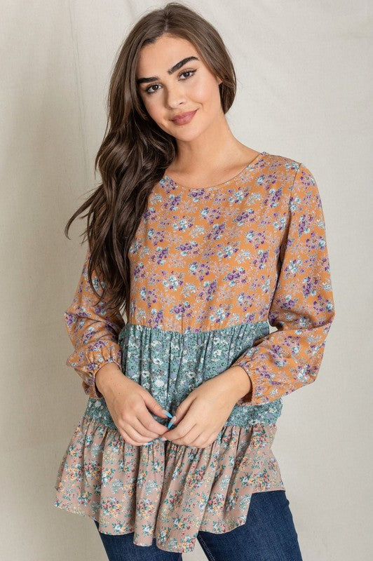 Woven Ditsy Floral Tiered Tunic