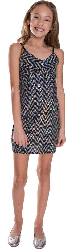 JUNIORS SPARKLE STRIPE DRESS