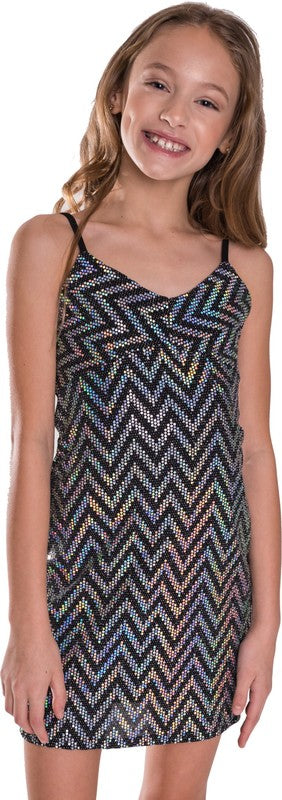 JUNIORS SPARKLE STRIPE DRESS