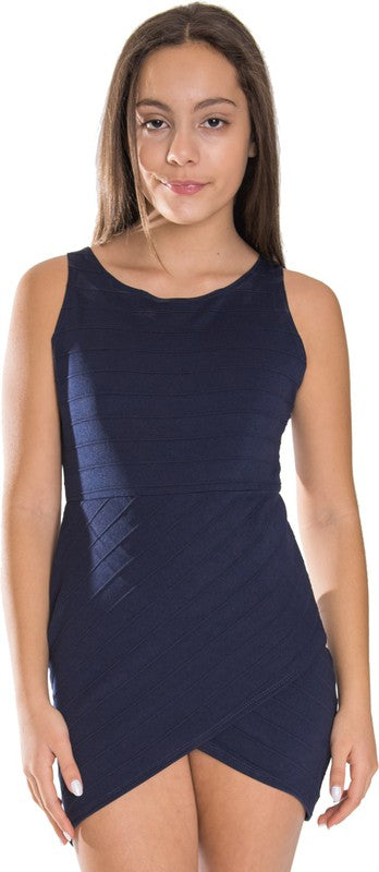 JUNIORS ENVELOPE BANDAGE DRESS