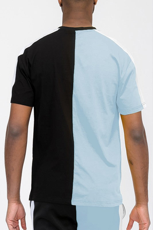 Two Tone Color Block Short Sleeve T-Shirt