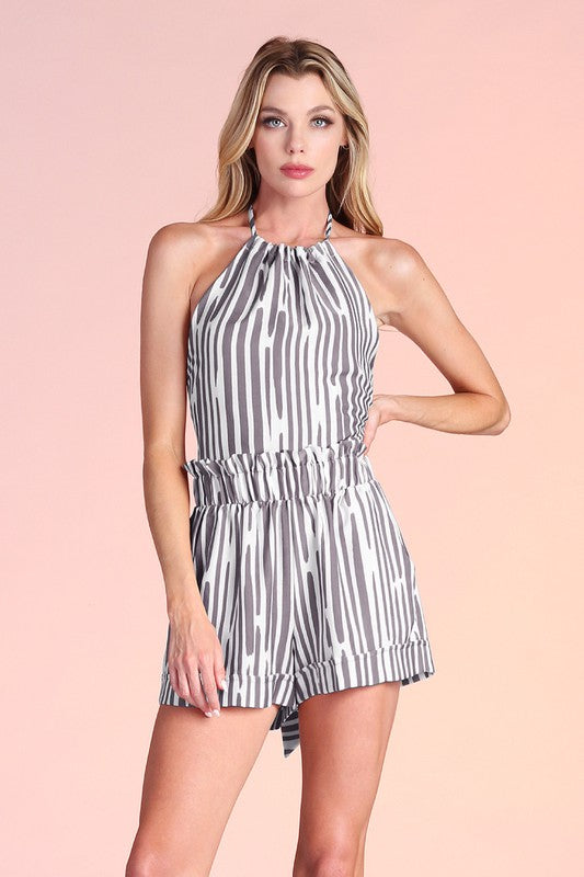 Adeline Stripe Wrap Around Halter Top