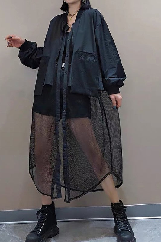 Long Sleeve Oversized Blazer with Mesh