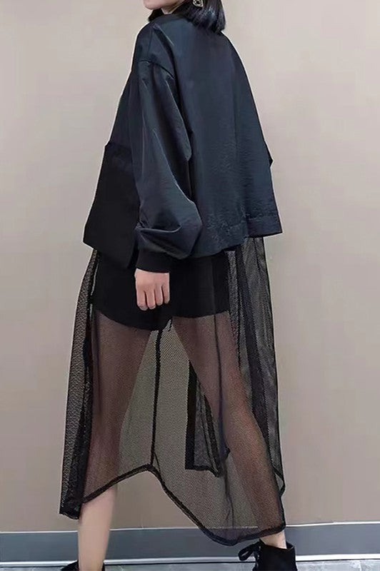 Long Sleeve Oversized Blazer with Mesh