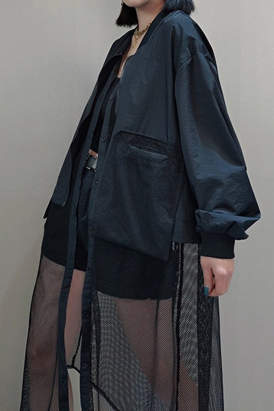 Long Sleeve Oversized Blazer with Mesh