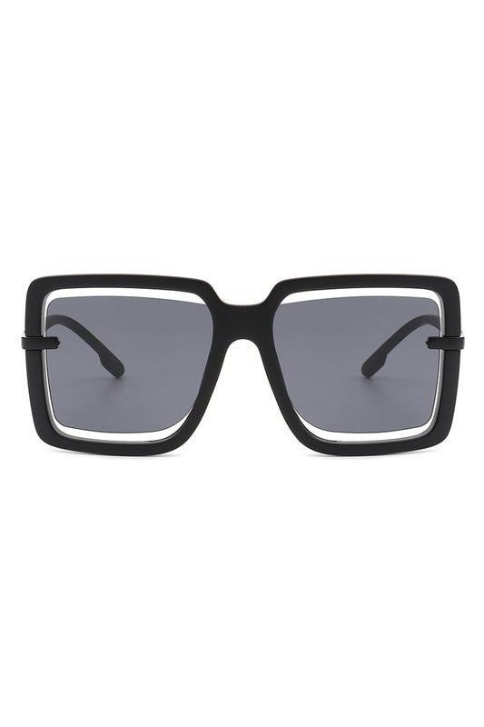 Oversize Square Large Cut-Out Fashion Sunglasses