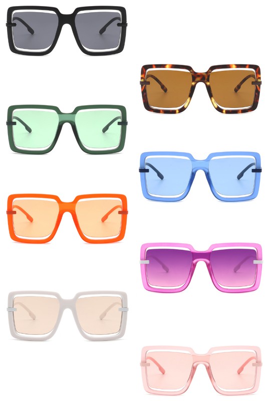 Oversize Square Large Cut-Out Fashion Sunglasses