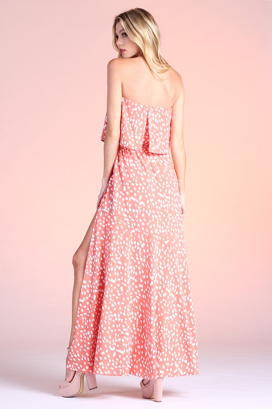 Cherry Blossom Strapless Maxi Dress