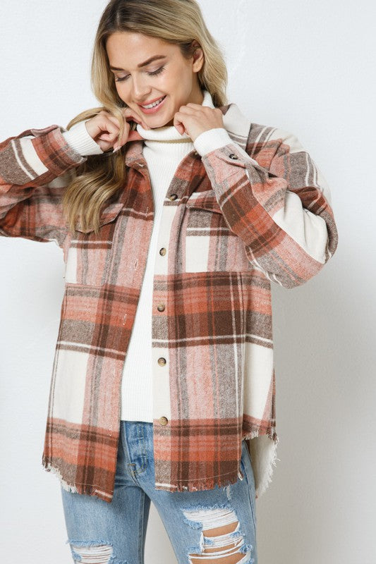 Yarn Dyed Plaid Shirt Jacket Shacket