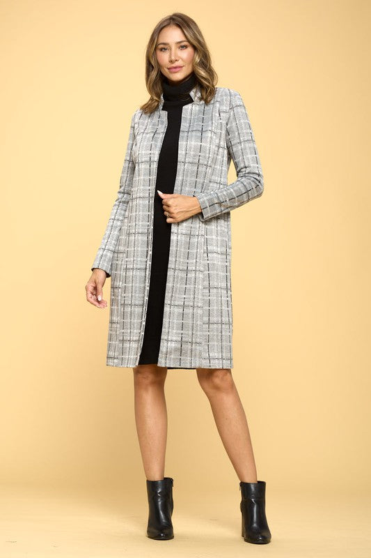 Plaid Open Coat