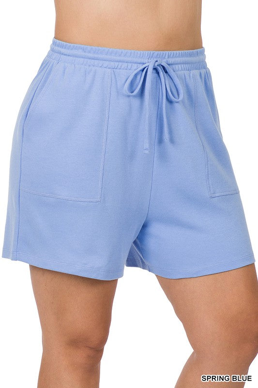 PLUS COTTON DRAWSTRING WAIST SHORTS