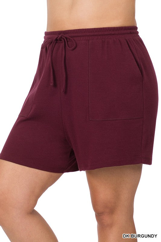 PLUS COTTON DRAWSTRING WAIST SHORTS