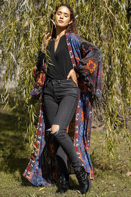 Aurora Open Front Long Kimono