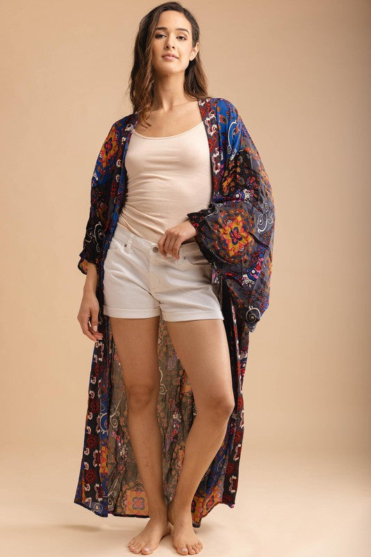 Aurora Open Front Long Kimono