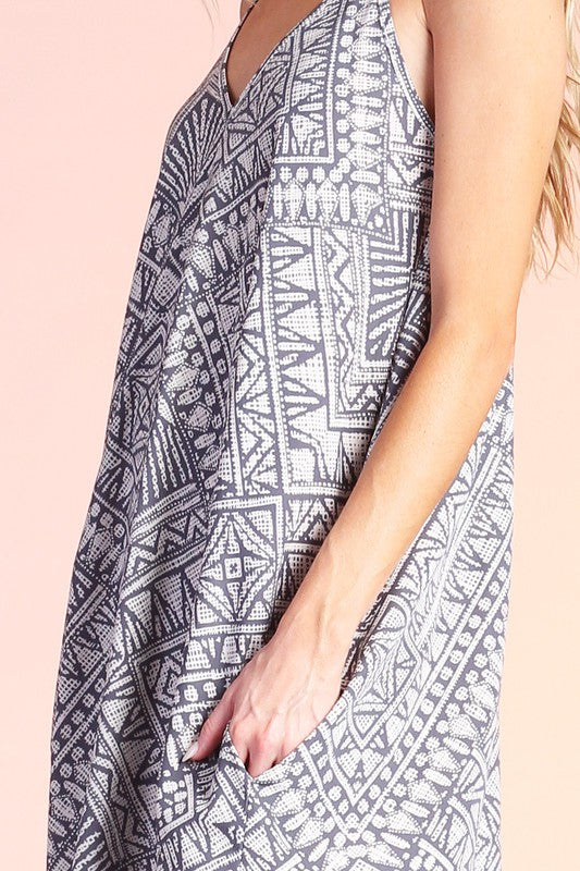 Distressed Geo Cocoon Cami Maxi Dress