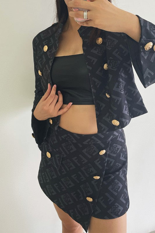 All Over Print Blazer Set