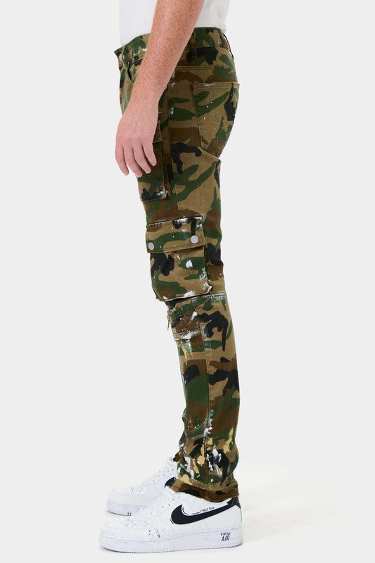 Men's Camo Multi Cargo Slim Straight Pants