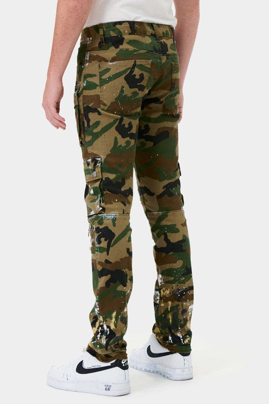 Men's Camo Multi Cargo Slim Straight Pants