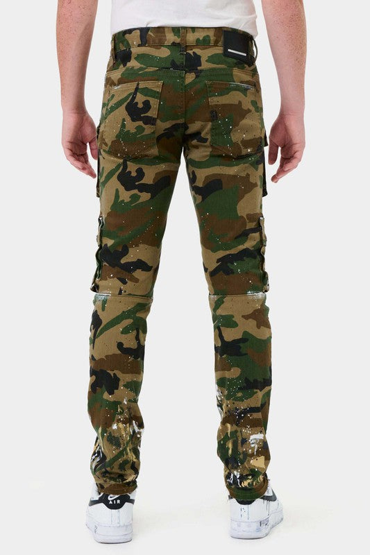 Men's Camo Multi Cargo Slim Straight Pants