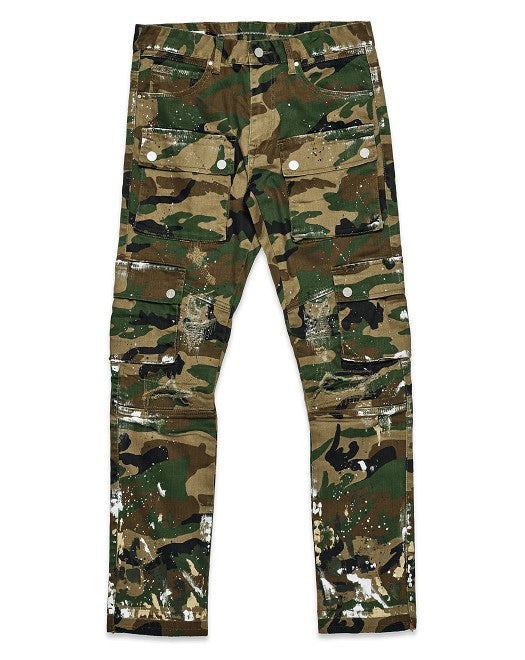 Men's Camo Multi Cargo Slim Straight Pants