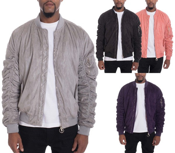 Men's Mirosuede Scrunched Bomber Jacket