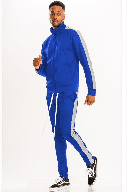 Men's Single Stripe Solid Track Suit