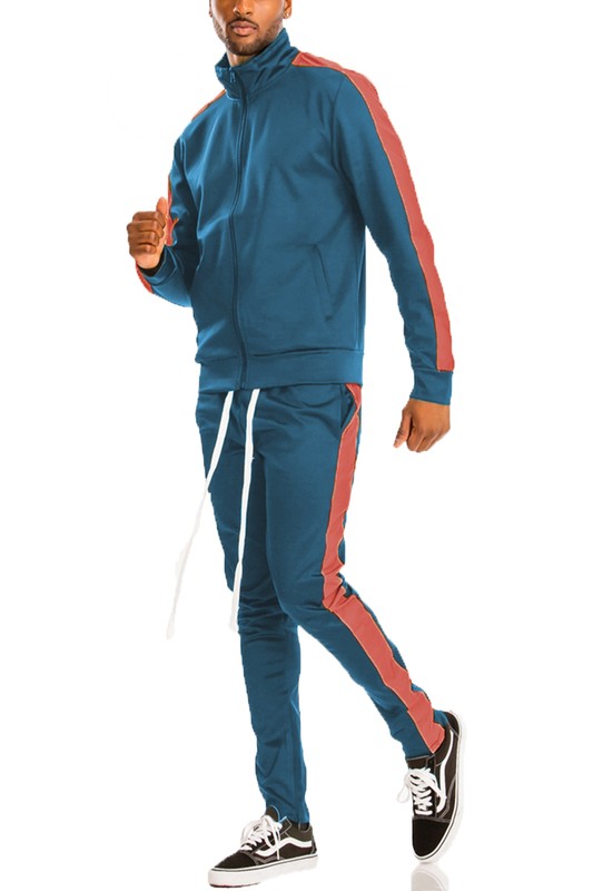 Men's Single Stripe Solid Track Suit