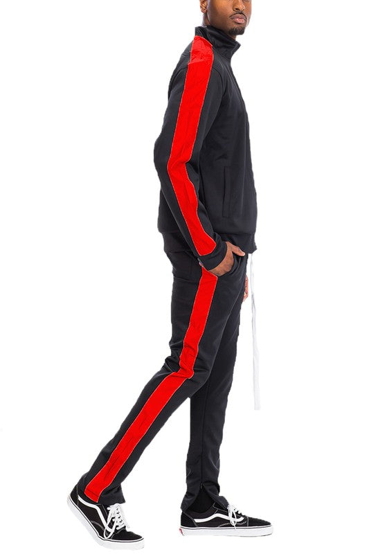 Men's Single Stripe Solid Track Suit