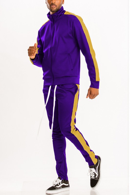 Men's Single Stripe Solid Track Suit