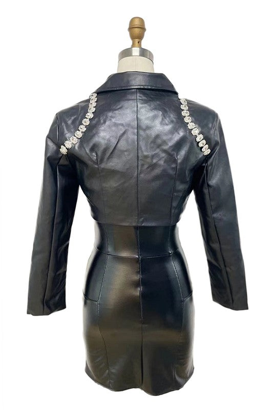 Long Sleeve Faux Leather Set