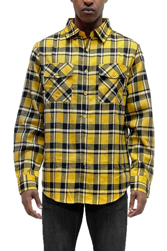 Long Sleeve Flannel Full Plaid Checkered Shirt