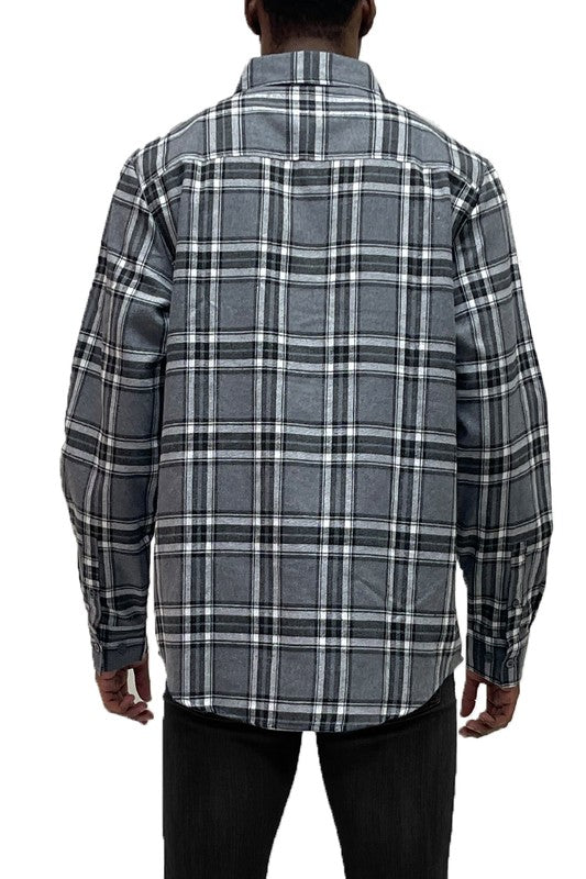 Men's Long Sleeve Flannel Full Plaid Checkered Shirt