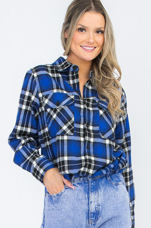 Women Oversized Plaid Flannel Shirt