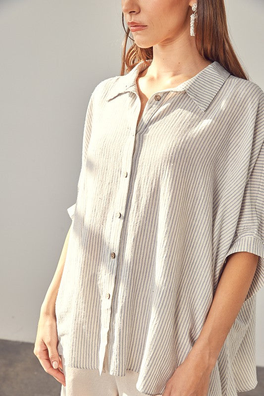 STRIPED BUTTON UP SHIRT