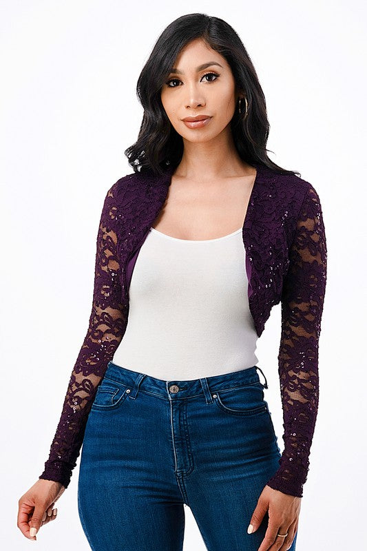 long sleeve evening lace bolero