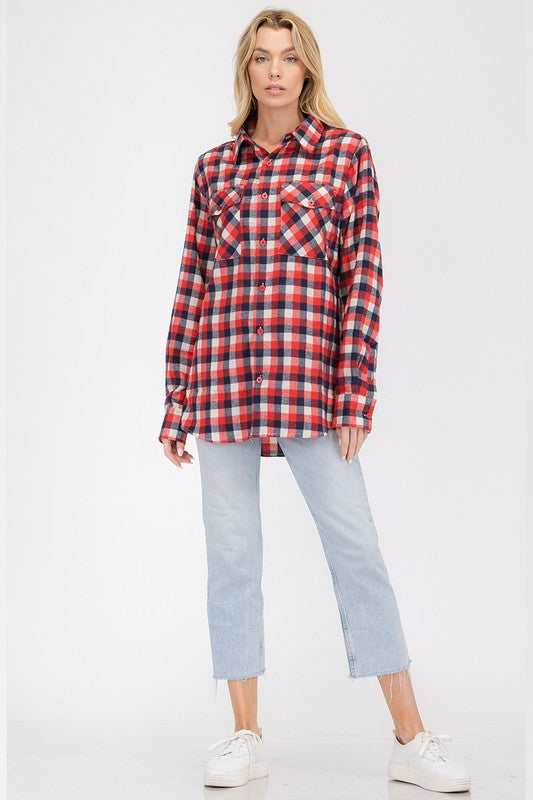 Women's Boyfriend Long Sleeve Flannel Shirt