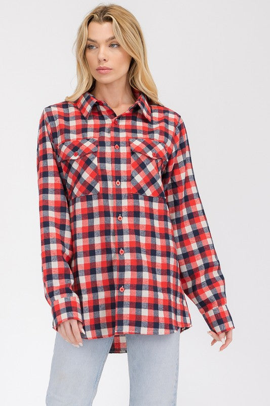 Women's Boyfriend Long Sleeve Flannel Shirt